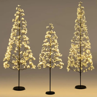 5/6/7-Foot Pre-Lit LED Alpine Tree with 1000 Warm White Lights and Stable Weighted Base