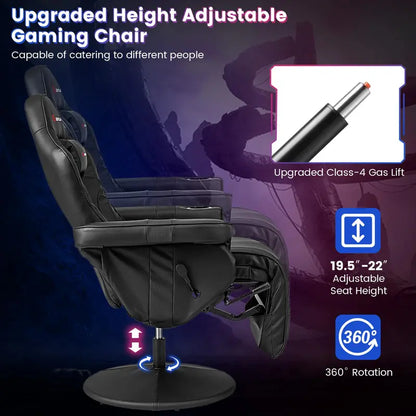 Ergonomic Gaming Chair with Adjustable Height, Massage Function & Retractable Footrest