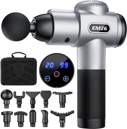 TOLOCO Massage Gun  Handheld Deep Tissue Massager with 20 Speeds & 10 Heads, Cordless & Ergonomic Design