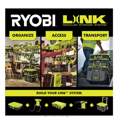 RYOBI LINK Modular Storage Set: Rolling, Medium & Standard Tool Boxes, Impact Resistant, IP65 Rated, Green