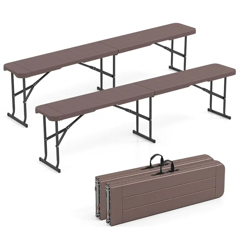 Lightweight Folding Bench  6-Foot Plastic Portable Seat with Carry Handle for Outdoor Use
