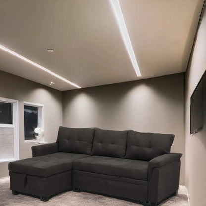Reversible L-Shaped Sectional Sofa with Hidden Chaise Storage and Pull-Out Sleeper Function