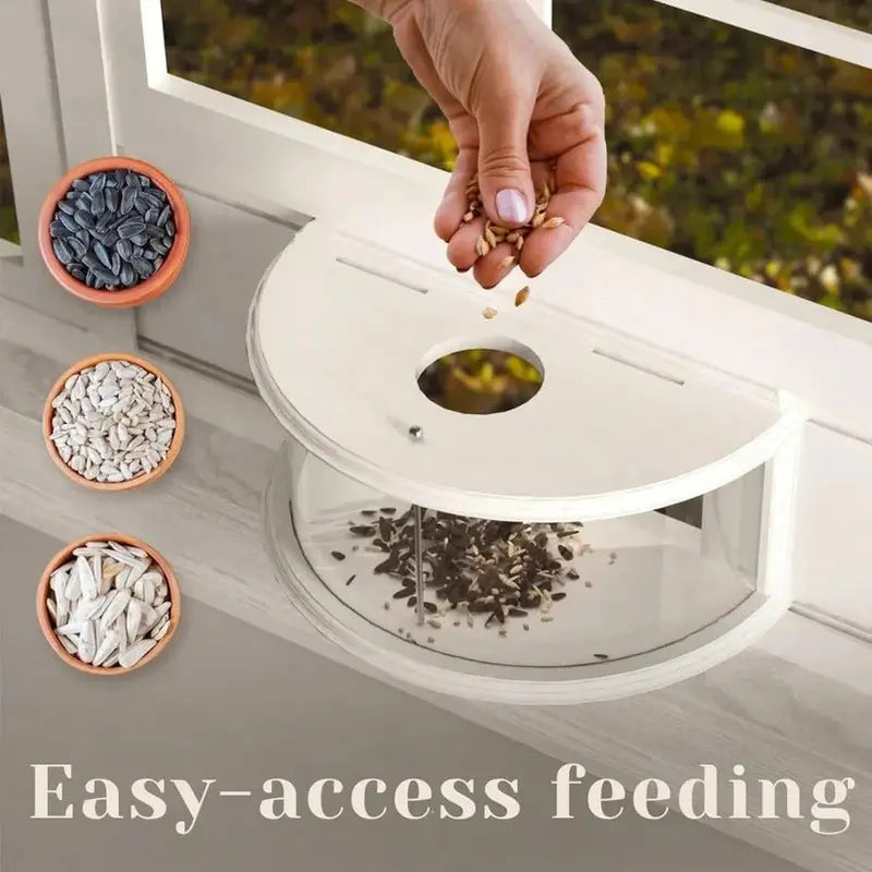Clear Acrylic Window-Mounted Bird Feeder with Strong Suction Cup