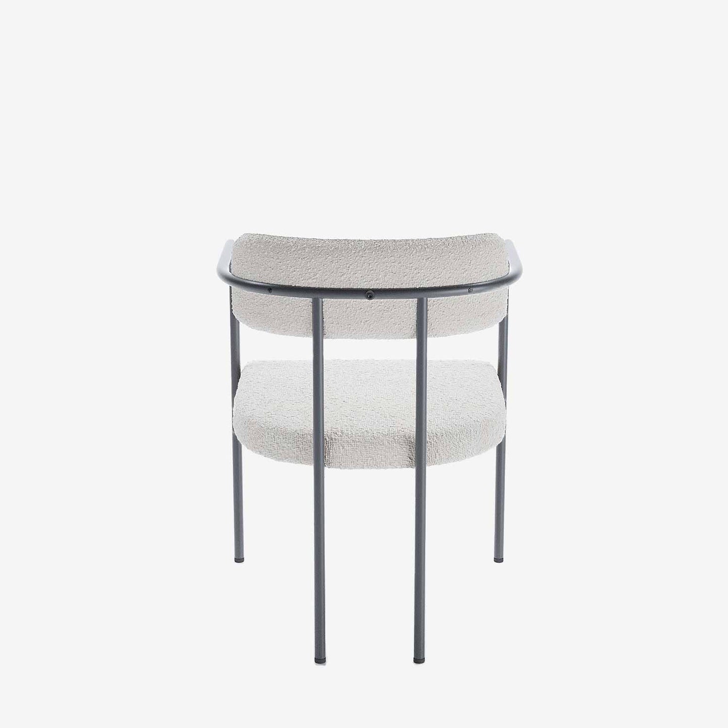 Chaise de salle   manger tapiss e avec accoudoirs bouclette blanche Barbara