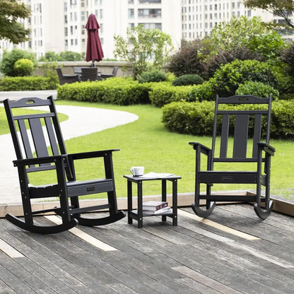 Set of 2 All-Weather HDPE Rocking Chairs  Oversized Porch Rockers for Garden, Deck or Patio Use