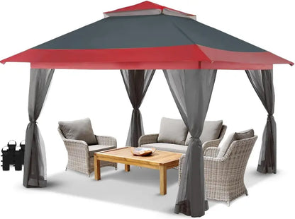 CROWN SHADES 13’×13′ Pop-Up Gazebo  Instant-Setup Outdoor Canopy with Wheeled STO-N-Go Carry Bag, White Portable Shade Structure