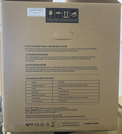 HAVA Portable Tabletop Dishwasher  6-Program Compact Unit with 5L Built-in Water Tank
