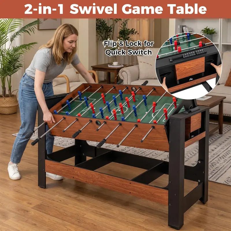 Dual-Function Foosball and Pool Table (54″) for Indoor or Outdoor Recreation