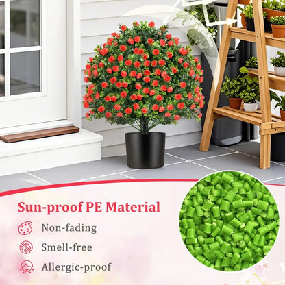 21.5-Inch Faux Rose Topiary Ball Tree — Realistic Silk Floral Accent for Any Space