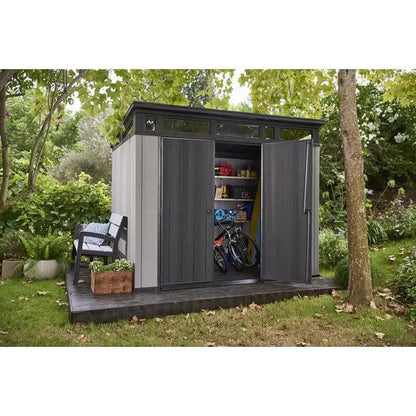 Artisan 9 ft × 7.5 ft Plastic Storage Shed  Durable Resin Construction