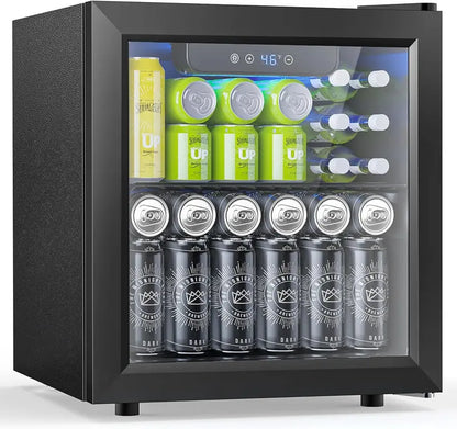 130-Can Mini Beverage Fridge  3.2 Cu. Ft. Compact Refrigerator with Adjustable Temp Control, Ideal for Home, Office or Bar (Black)