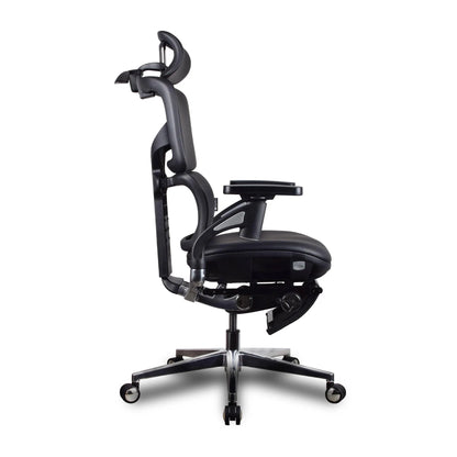 Chaise ergonomique de bureau - TERRANA PREMIUM Noire en cuir reconstitué