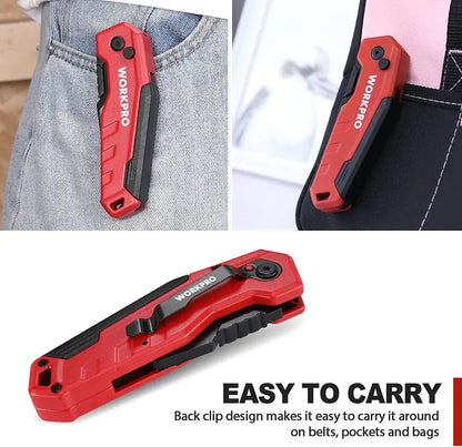 WORKPRO Quick-Change Folding Utility Knife  Includes 13 Replacement Blades