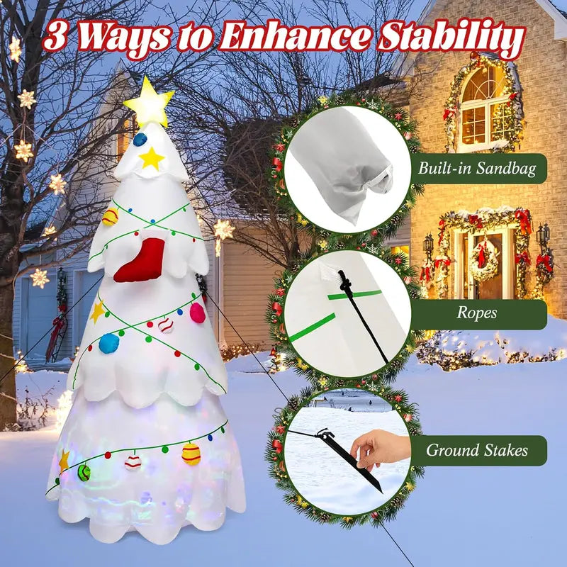 Tangkula 8ft Inflatable Christmas Tree with LED & Rotating Lights, Indoor/Outdoor Holiday Decoration, Tear-Resistant Polyester