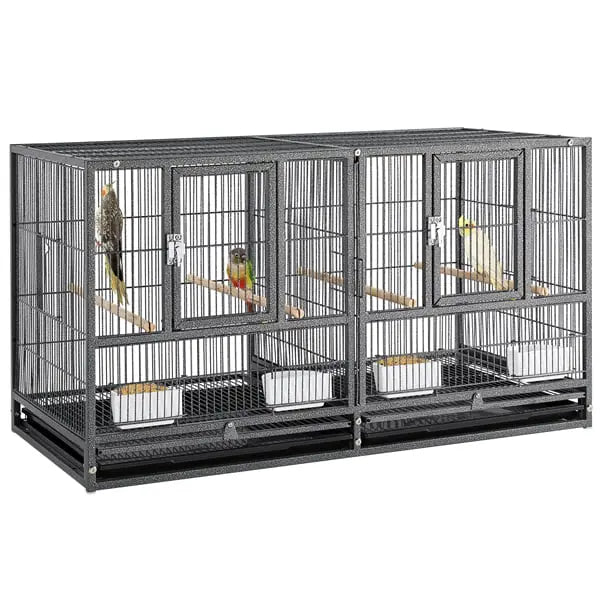 SMILE MART Stackable Divided Breeder Bird Cage for Small Birds, Black, 18-Inch Wide