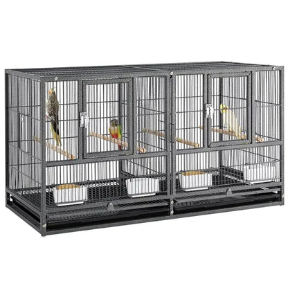 SMILE MART Stackable Divided Breeder Bird Cage for Small Birds, Black, 18-Inch Wide