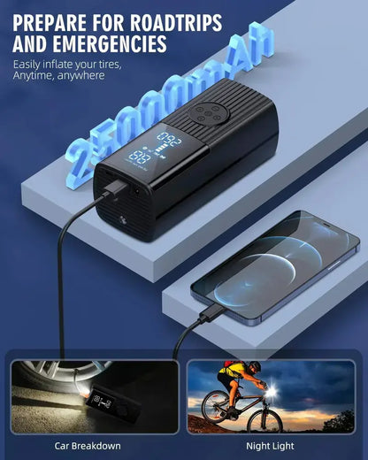 180 PSI Cordless Tire Inflator with LED Work Light and Auto-Shutoff Precision Gauge