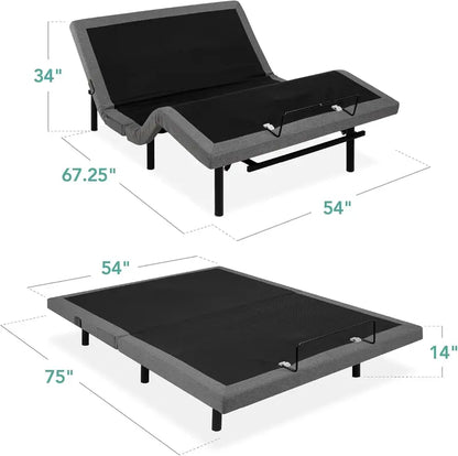 Electric Twin XL Adjustable Bed Frame  Ergonomic Base with Wireless Remote, Massage, Nightlight & Dual USB Ports