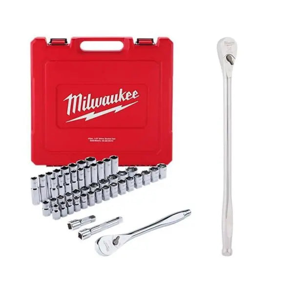 48-Piece 1/2-Inch Drive Socket & Ratchet Set  Features 18-Inch Extended Ratchet