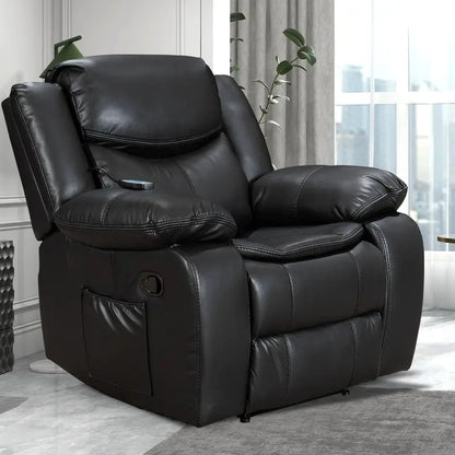 Wide-Seat Leather Recliner with Massage & Heating Functions  Premium Comfort Lounge Chair