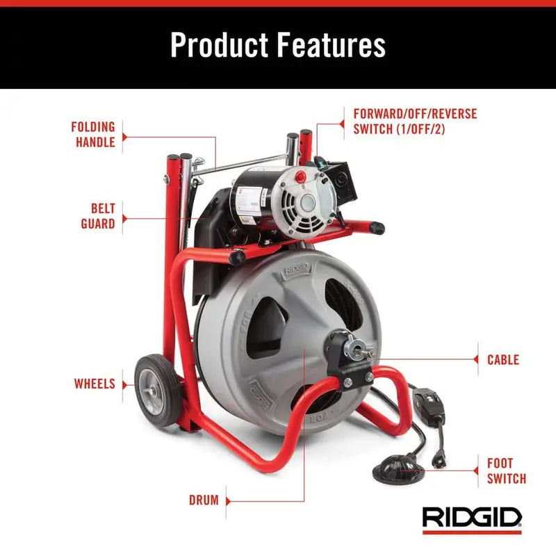 K-400 Drain Auger  120V Electric Snake with 75-Foot Cable, C-32IW Drum Machine & 4-Piece Tool Kit