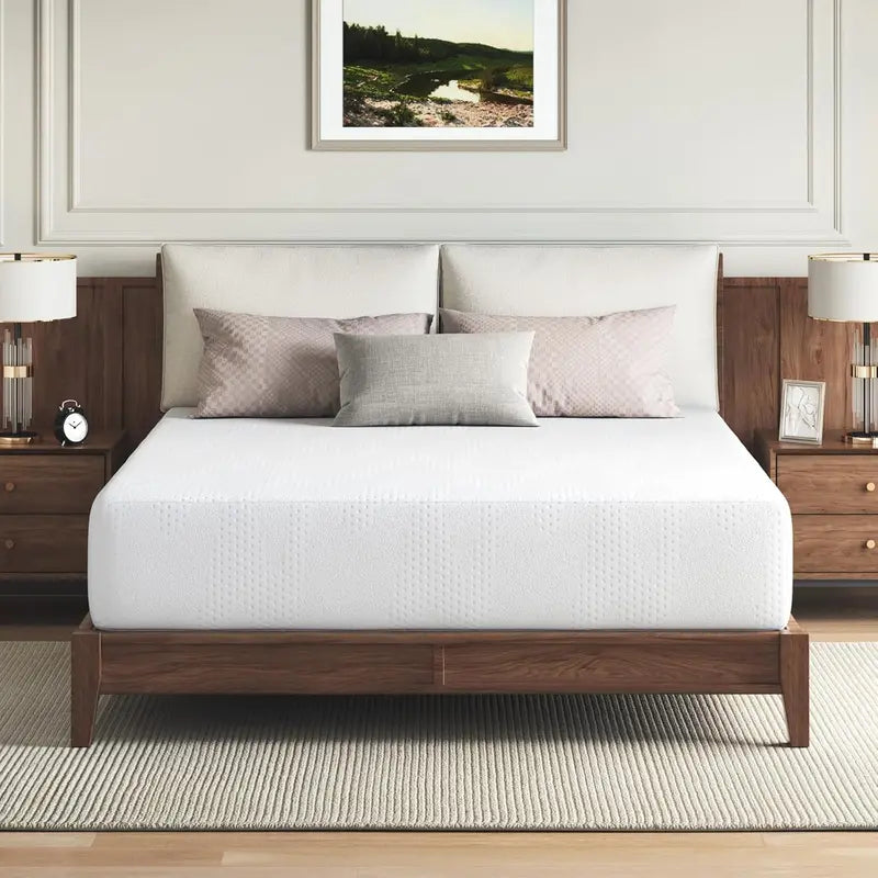 Novilla 12-Inch Gel-Infused Queen Mattress in a Box: Pressure-Relieving Cooling Memory Foam Bed with CertiPUR-US Certification and Breathable White Cover