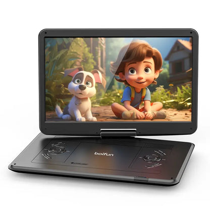 BOIFUN 15.6″ Portable DVD Player, HD Swivel Screen, 6hr Battery, Multi-Format, USB/SD, Region-Free