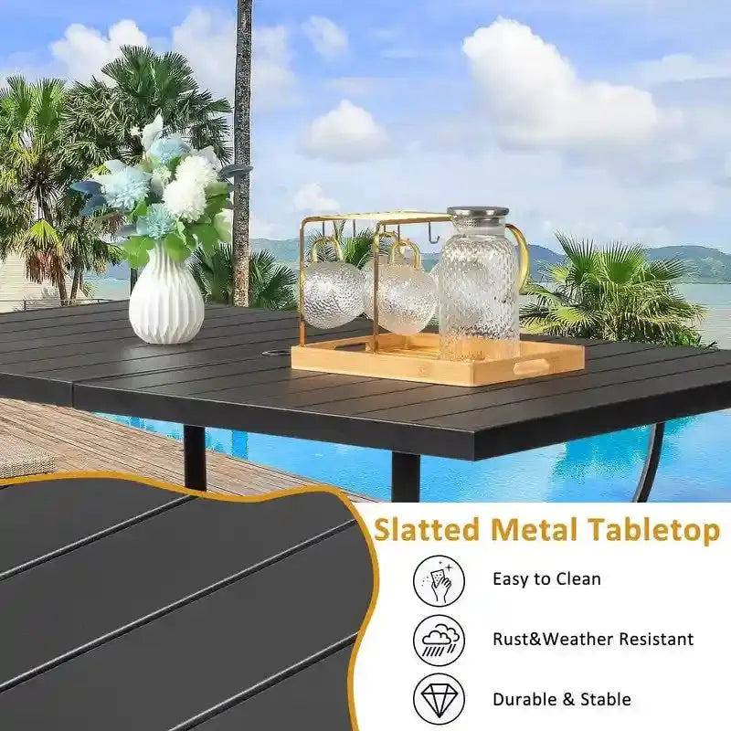 Wrought Iron Patio Dining Table  59″ Rectangular Outdoor Surface