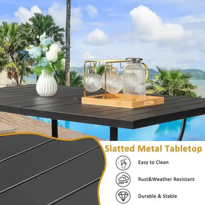 Wrought Iron Patio Dining Table  59″ Rectangular Outdoor Surface