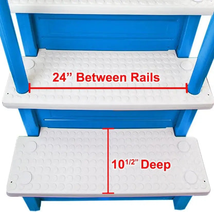 Non-Slip Pool Entry Steps  Grey Aluminum Stairs for Above-Ground Pools, 122137 cm Installation Height, 136 kg Max Load