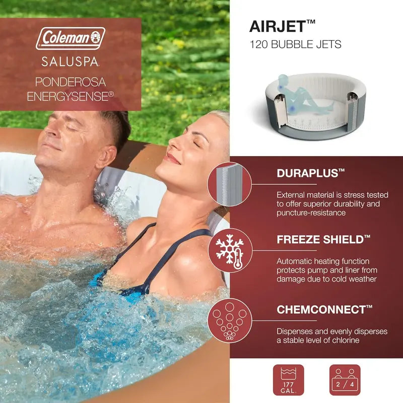 Coleman SaluSpa Miami Inflatable Hot Tub  24 Person, 120 AirJets, Insulated Cover, Portable Outdoor Spa