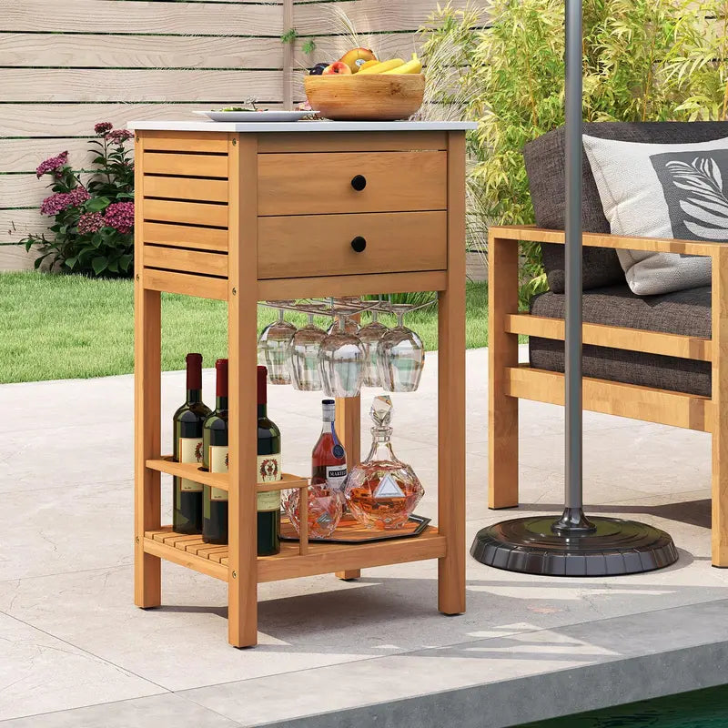Backyard Bar Buffet Sideboard  Weather-Resistant Outdoor Serving Cabinet for Deck or Garden