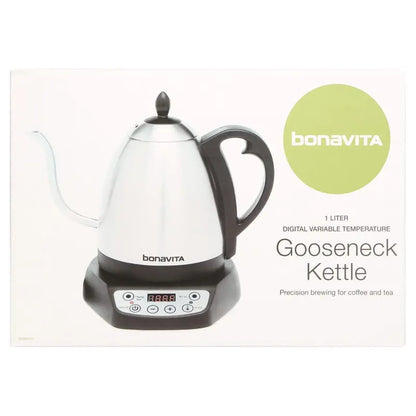 Bonavita 1L Precision Temperature Gooseneck Kettle  Silver, 1000W, Ergonomic Pour Control
