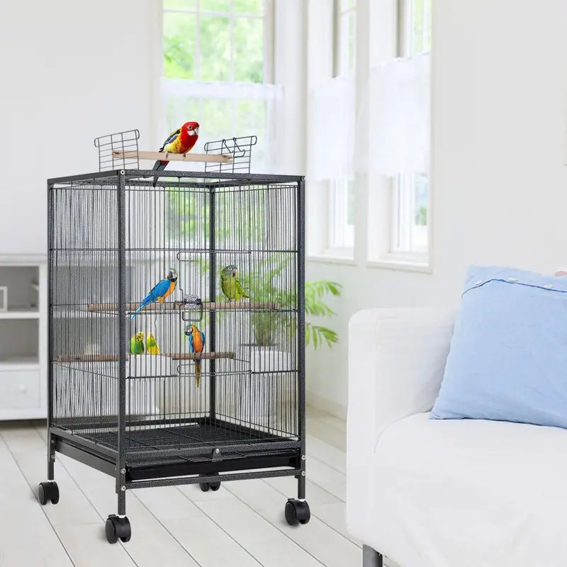 YRLLENSDAN Large Bird Cage for Parakeets, Heavy Duty 35 inch Height Bird Cages with Stand for Cocktails Parakeet Parrot Cage Birdcage for Parrots Conure Lovebird Cockatiel