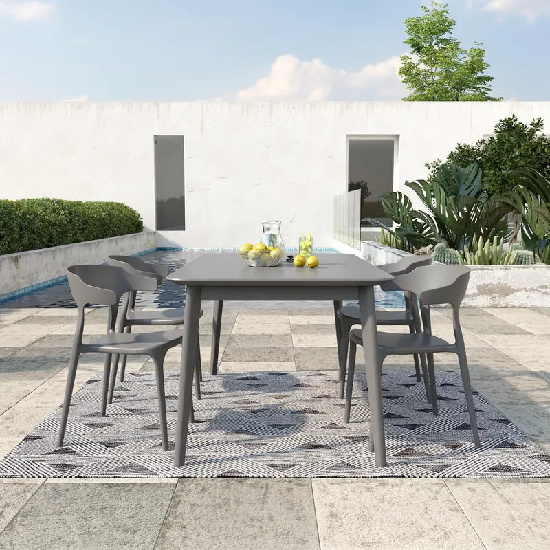 Novogratz Felix Stacking Dining Chairs  Indoor/Outdoor Charcoal Gray Set of 4, Space-Saving Design