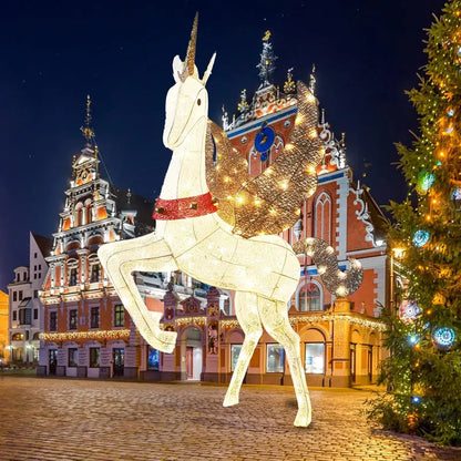 CiniQy Lighted Christmas Pegasus, 4.7FT Outdoor Decoration with 140 Warm White LEDs, Weatherproof for Indoor/Outdoor Use