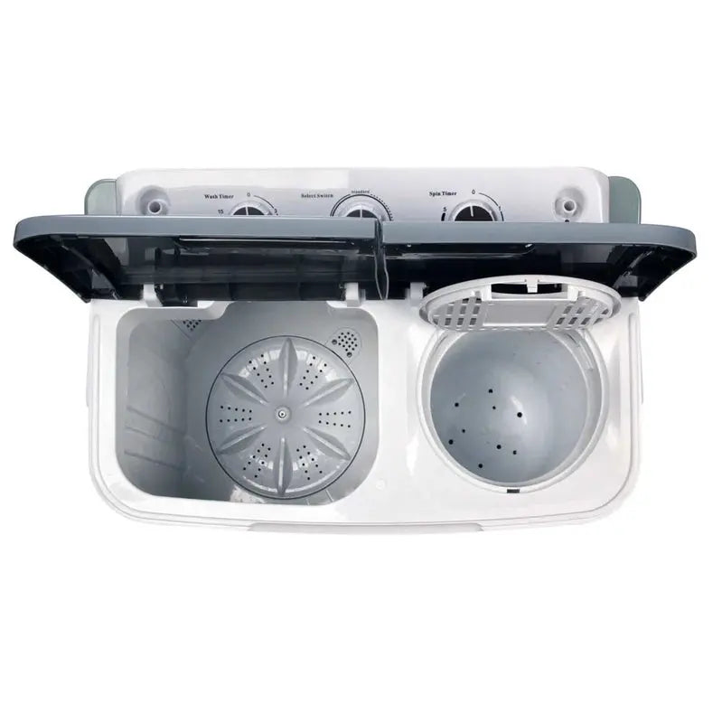Devanti 5kg Portable Twin-Tub Washing Machine  Compact White Laundry Solution