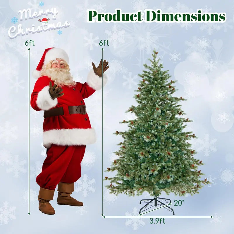 6 ft Pre-Lit Full-Profile Artificial Christmas Tree  Hinged Pine-Style Xmas Tree with 240 Warm White LEDs