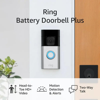 Ring Battery Doorbell Plus  1536p HD+ Video Doorbell with Color Night Vision, Two-Way Audio & Alexa Integration