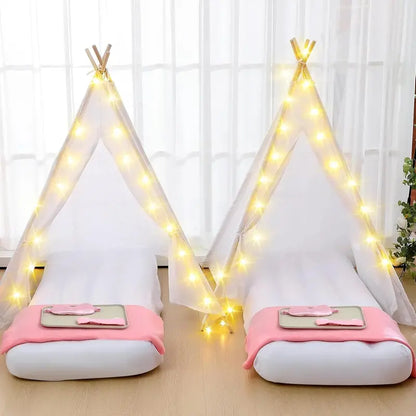 Windyun 8-Piece Kids Teepee Tent Set  White Fabric Play Tents for Sleepovers & Indoor Fun