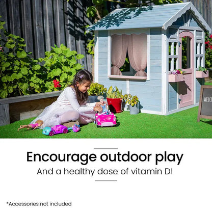 ROVO KIDS DIY Timber Playhouse  Natural-Finish Wooden Cubby House for Backyard Play