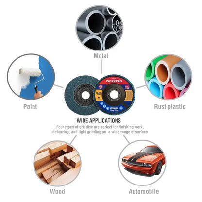 WORKPRO 20-Piece Zirconia Flap Disc Set for Angle Grinders