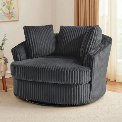 DREAMSIDEA Recessed-Arm Swivel Barrel Chair with Slipcover  Modern Rotating Seating