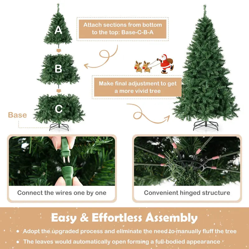 6-Foot Full-Bodied Pre-Lit Christmas Tree with 260 Multi-Color LEDs