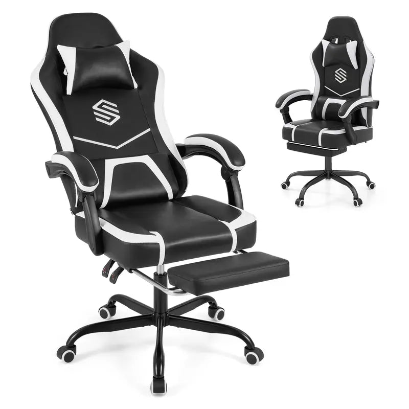 Lumbar-Support Computer Chair with Footrest & Linkage Armrests  Ergonomic Design