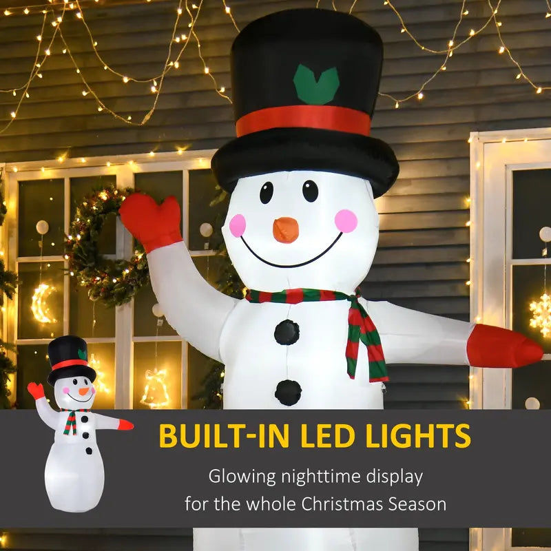 Homcom Inflatable LED Snowman for Indoor/Outdoor Christmas Decor