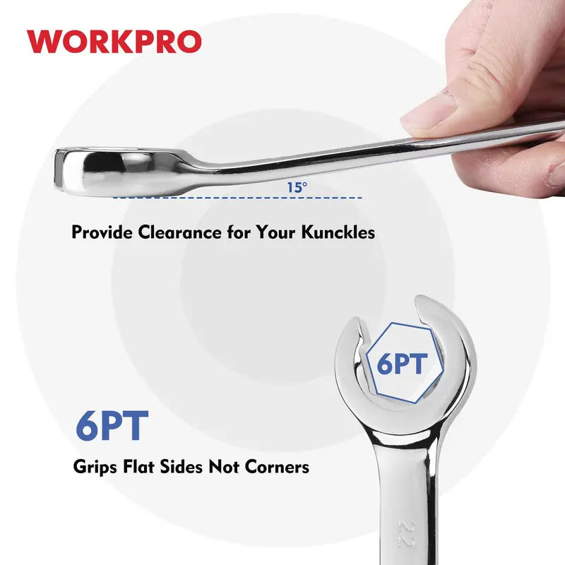 WORKPRO 4-Piece Metric Flare Nut Wrench Set for Brake & Fuel Lines