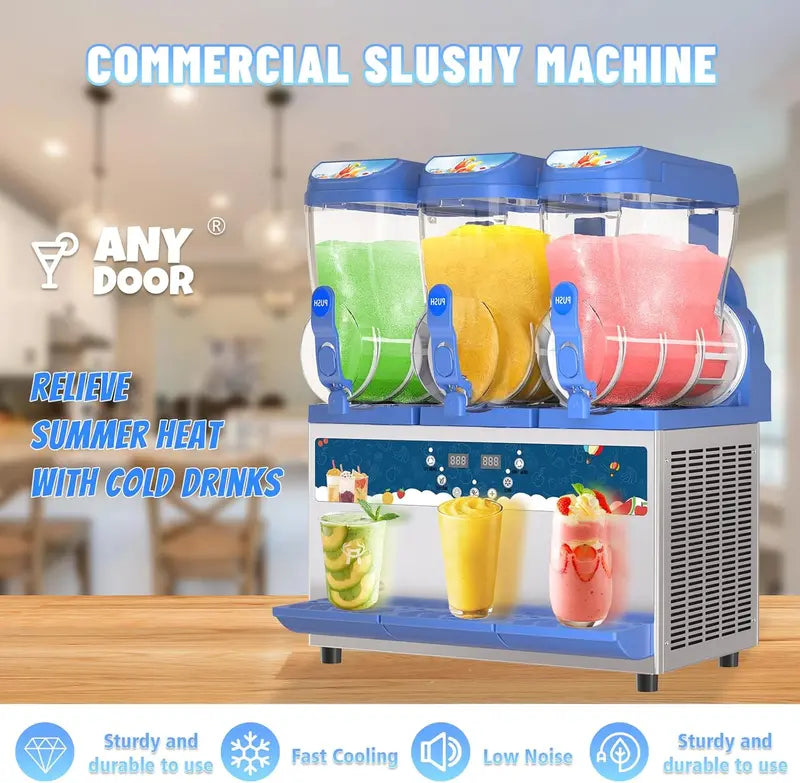 Commercial-Grade Slush Machine  30L Dual Tanks, 1000W, 304 Stainless Steel, Ideal for Bars & Cafés