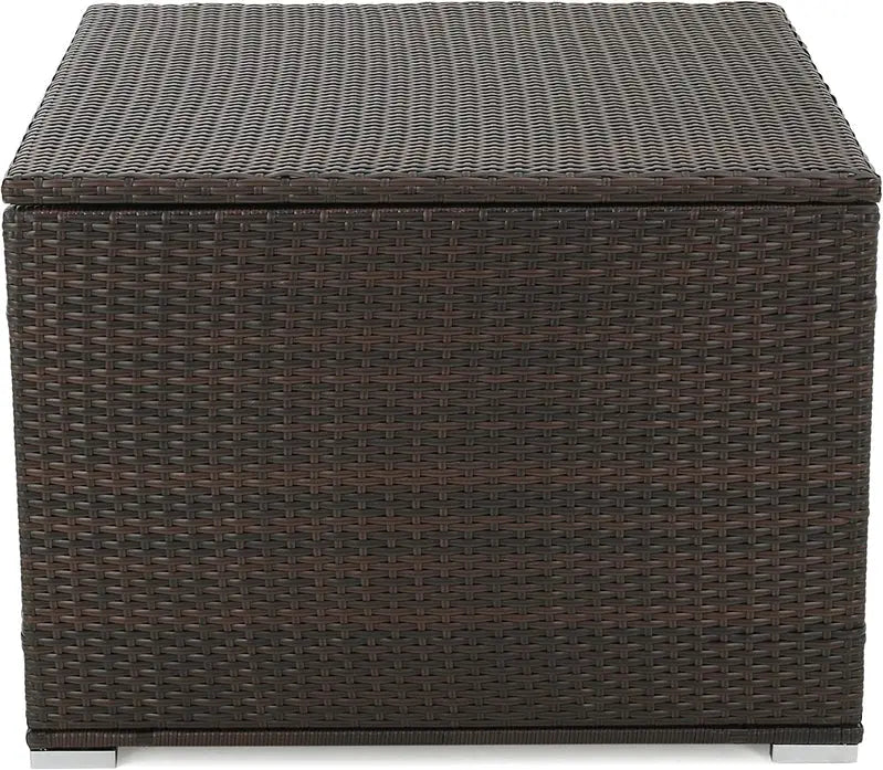 Samoa Multibrown Woven Resin Storage Box  Indoor/Outdoor Accent Bin