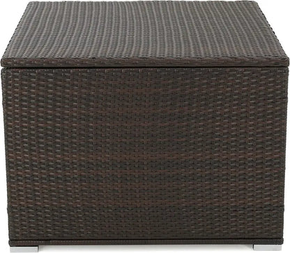 Samoa Multibrown Woven Resin Storage Box  Indoor/Outdoor Accent Bin
